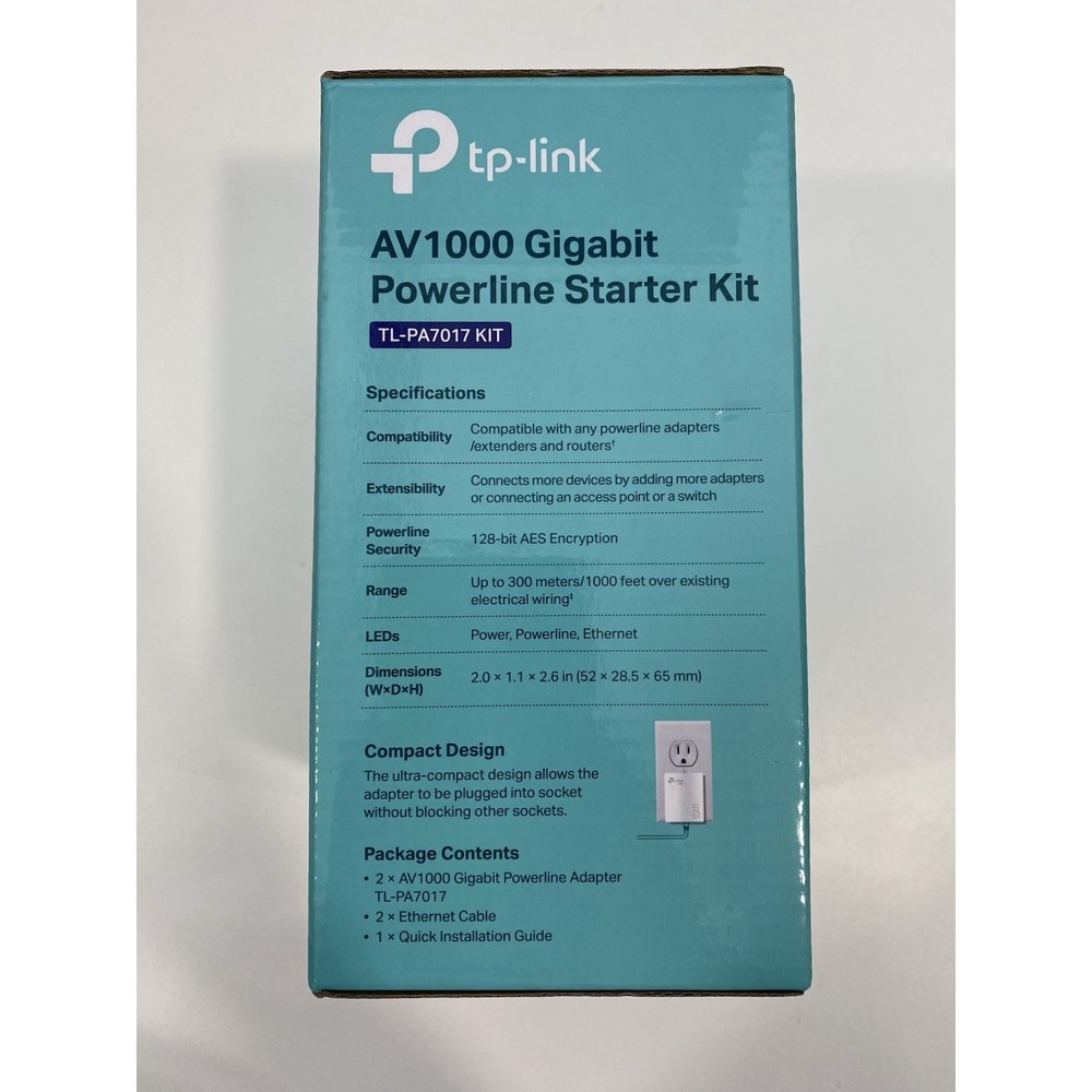 *NEW* TP-Link AV1000 Gigabit Passthrough Powerline Starter KIT TL-PA7017 - Picture 4 of 5